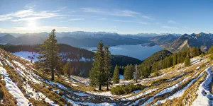 Southern Germany Prints: View from Mt. Jochberg near lake Walchensee towards lake Walchensee