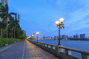 Images Dated 8th July 2015: view along Pearl River of city skyline from Yacht Club, Guangzhou, China