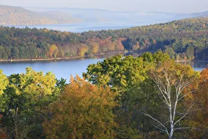 Reservoir Prints: View of the Quabbin Reservoir from the Enfield overlook in Ware, Massachusetts. Fall