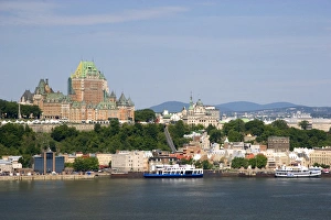 A view of Quebec City and the Chateau Frontenac across the St. Lawrence River, Canada