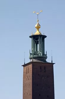 View to Stadshuset, the City Hall, over the Riddarfjarden, with its iconic tower with three crowns