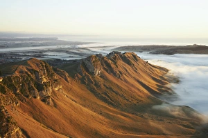 View of Te Mata Peak and Early Morning Mist, Hawkes Bay, North Island, New Zealand