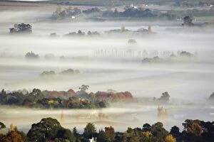 View from Te Mata Peak of Early Morning Mist over Havelock North, Hawkes Bay, North Island