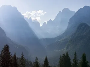 Images Dated 30th April 2021: View from Val Rendena towards the Brenta Dolomites, UNESCO World Heritage Site
