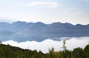 View over the vast lake and marshland Skadarsko Jezero on the border between Montenegro and Albania