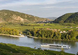 Wachau Prints: View from Weissenkirchen over the Danube towards Rossatz and Duernstein in the Wachau