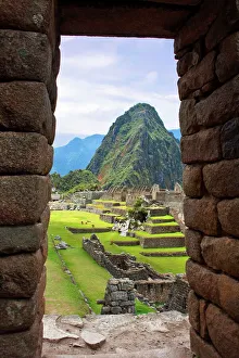 Civilization Prints: View through window of the ancient lost city of the Inca, Machu Picchu, Peru, South