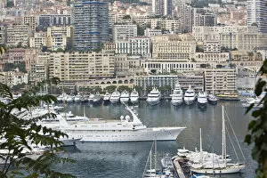 View of world famous harbor and city of with many large yachets. Monte-Carlo in Monaco