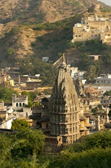 Inger Hogstrom Prints: Village beneath the Amber Fort, Jaipur, Rajasthan, India