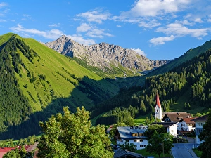 Eastern Alps Prints: Village Berwang in the Lechtal Alps, Mt