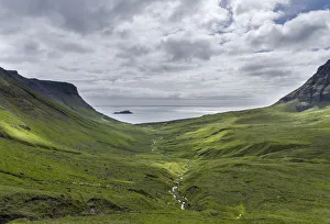 Houses Prints: The village Gasadalur. The island Vagar, part of the Faroe Islands in the North Atlantic