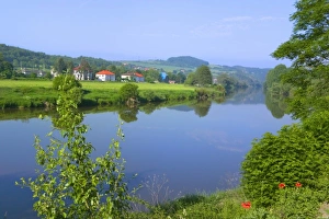 Vltava Prints: Village houses along Vltava River, near Prague, Czech Republic
