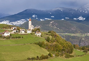Bozen Prints: The village of Mittelberg (Monte di Mezzo) on Mt. Ritten (Renon) near Bozen (Bolzano)