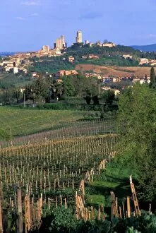 Images Dated 7th March 2006: The village of San Gimignano sits in the rolling hills of Tuscany, Italy
