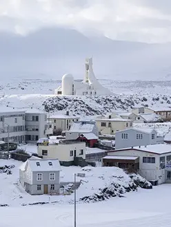 Village Stykkisholmur on the Snaefellsnes peninsula during winter