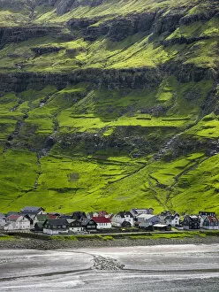 Denmark Collection: Village Tjornuvik. The island Streymoy, one of the two large islands of the Faroe