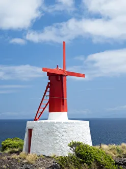 Village in Urzelina, traditional windmills, Urzelina de Urzelina. Sao Jorge Island