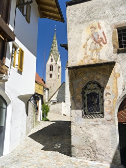 South Tyrol Prints: Villanders (Vilandro) in valley Eisack (isarco), the old town. Europe, Central Europe