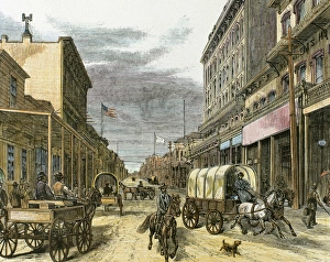 Build Prints: Virginia City in 1870. Main street. United States. Engraving