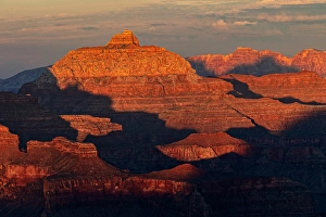 Images Dated 19th January 2024: Vishnu Temple at sunset from south rim, Grand Canyon National Park, Arizona