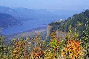 Land Formation Prints: Vista House, high on Crown Point at the mouth of the Columbia river Gorge, Oregon