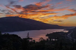 Vivid sunrise clouds over the Columbia River near Rowena, Oregon, USA