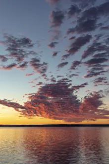 Images Dated 30th June 2018: Vivid sunrise clouds over Fort Peck Reservoir in the Charles M Russell National Wildlife