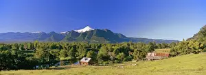 Active Prints: Volcan Villarrica (2814m) with farm Villarica National Park, Region Araucania, Chile