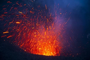 Strength Prints: Volcano eruptions at the Volcano Yasur, Island of Tanna, Vanuatu, South Pacific