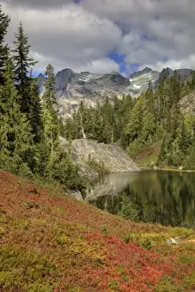 Tarn Prints: WA, Alpine Lakes Wilderness, Alpine tarn and Mount Daniel