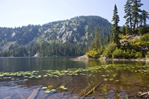 Images Dated 30th August 2007: WA, Alpine Lakes Wilderness, Lake Dorothy, large alpine lake surrounded by old forest