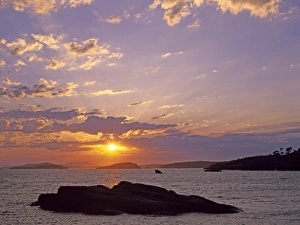 WA, Lopez Island, Sunset at Agate Beach