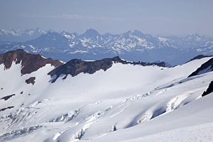 Public Lands Prints: WA, Mount Baker, Crevassed Roosevelt Glacier, with North Cascade mountain range