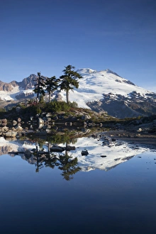 Images Dated 8th October 2012: WA, Mount Baker National Recreation Area, Park Butte, Mount Baker reflected in alpine