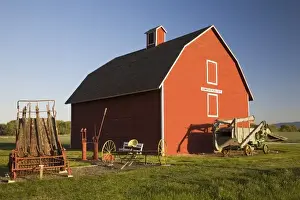 WA, Olmstead Place State Park, 1908 barn and farm implements