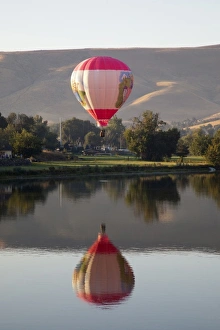 Images Dated 24th September 2011: WA, Prosser, The Great Prosser Balloon Rally, Hot air balloon over the Yakima River