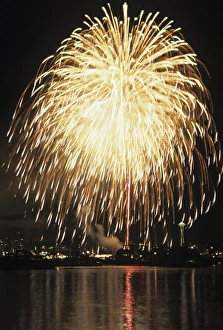 Images Dated 19th November 2012: WA, Seattle, Fireworks on July 4th, at Gasworks Park; Space Needle in background