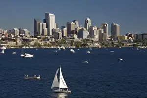 Lake Union Prints: WA, Seattle, Lake Union and Seattle skyline from Gasworks Park