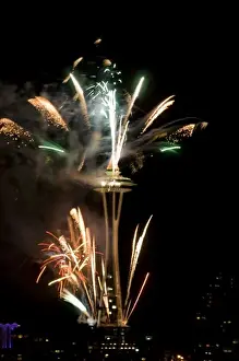 Space Needle Prints: WA, Seattle, New Years Eve celebration at the Space Needle