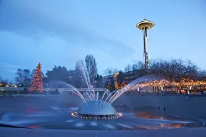 Space Needle Prints: WA, Seattle, Seattle Center, International Fountain