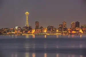 Images Dated 4th August 2010: WA, Seattle, Seattle skyline and Elliott Bay from West Seattle