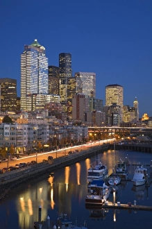 Images Dated 30th October 2006: WA, Seattle, Seattle skyline from Pier 66 with Elliott Bay