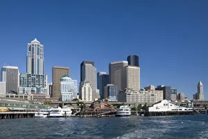 Elliott Bay Prints: WA, Seattle, Seattle skyline with Smith Tower from Elliott Bay