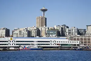 Elliott Bay Prints: WA, Seattle, Seattle skyline and Victoria Clipper ship from Elliott Bay