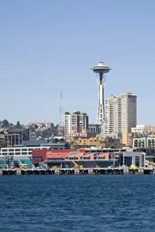 Elliott Bay Prints: WA, Seattle, Seattle Space Needle and skyline from Elliott Bay