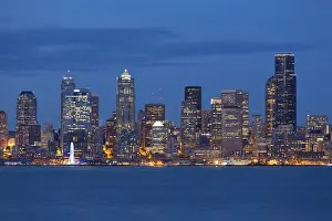 Images Dated 13th July 2015: WA, Seattle, skyline view over Elliott Bay from West Seattle (2015)