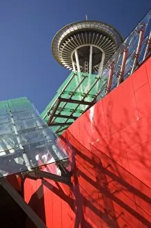 Images Dated 12th March 2006: WA, Seattle, Space Needle with Experience Music Project