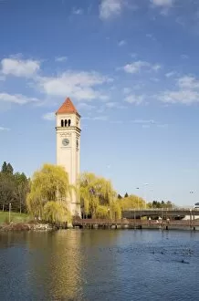 Images Dated 30th March 2007: WA, Spokane, Riverfront Park, the Clock Tower by the Spokane River
