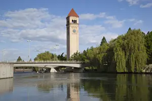Images Dated 15th June 2011: WA, Spokane, Riverfront Park, the Clock Tower by the Spokane River