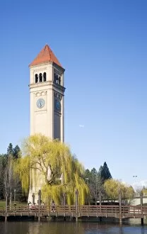 Images Dated 1st April 2007: WA, Spokane, Riverfront Park, the Clock Tower by the Spokane River